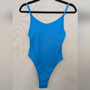NWT Cupshe Electric Blue Ribbed One-Piece Swimsuit | Size S